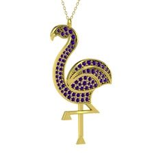 Isla Flamingo Kolye - Ametist 18 ayar altın kolye (40 cm altın rolo zincir) #1d5e5v3