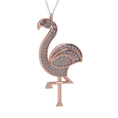 Isla Flamingo Kolye - Pırlanta 14 ayar rose altın kolye (1.14 karat, 40 cm beyaz altın rolo zincir) #1en3rsv