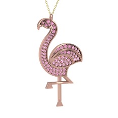 Isla Flamingo Kolye - Pembe kuvars 925 ayar rose altın kaplama gümüş kolye (40 cm altın rolo zincir) #1gqxs5e