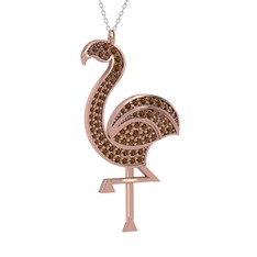 Isla Flamingo Kolye - Dumanlı kuvars 8 ayar rose altın kolye (40 cm beyaz altın rolo zincir) #1i4f2bs