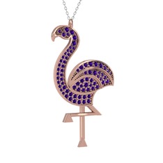 Isla Flamingo Kolye - Ametist 18 ayar rose altın kolye (40 cm beyaz altın rolo zincir) #1judyrc