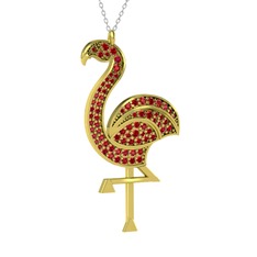 Isla Flamingo Kolye - Garnet 14 ayar altın kolye (40 cm gümüş rolo zincir) #1llgh3u