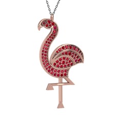 Isla Flamingo Kolye - Rodolit garnet 925 ayar rose altın kaplama gümüş kolye (40 cm gümüş rolo zincir) #1m0ew7g