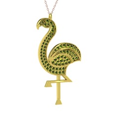 Isla Flamingo Kolye - Peridot 8 ayar altın kolye (40 cm rose altın rolo zincir) #1pp5xia