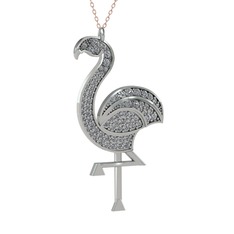 Isla Flamingo Kolye - Pırlanta 925 ayar gümüş kolye (1.14 karat, 40 cm rose altın rolo zincir) #1ro2dfb