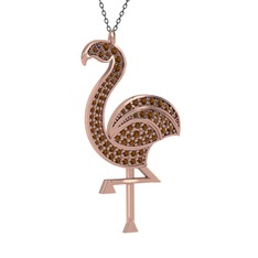 Isla Flamingo Kolye - Dumanlı kuvars 18 ayar rose altın kolye (40 cm gümüş rolo zincir) #1vq59pf