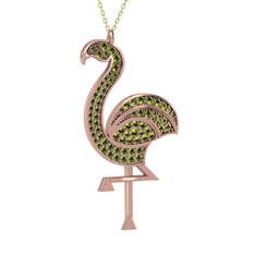 Isla Flamingo Kolye - Peridot 18 ayar rose altın kolye (40 cm altın rolo zincir) #2jlq4o