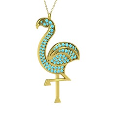 Isla Flamingo Kolye - Akuamarin 8 ayar altın kolye (40 cm altın rolo zincir) #510i5i