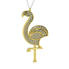 Isla Flamingo Kolye - Swarovski 8 ayar altın kolye (40 cm beyaz altın rolo zincir) #933f2a