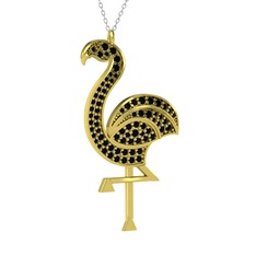 Isla Flamingo Kolye - Siyah zirkon 18 ayar altın kolye (40 cm beyaz altın rolo zincir) #ati47r
