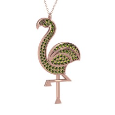 Isla Flamingo Kolye - Peridot 925 ayar rose altın kaplama gümüş kolye (40 cm rose altın rolo zincir) #dpc1ky