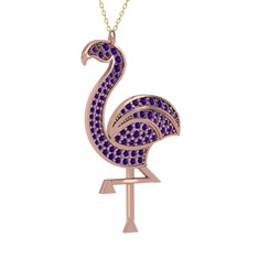 Isla Flamingo Kolye - Ametist 18 ayar rose altın kolye (40 cm gümüş rolo zincir) #h7fyop