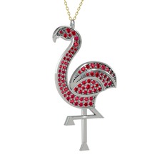 Isla Flamingo Kolye - Rodolit garnet 925 ayar gümüş kolye (40 cm altın rolo zincir) #o90rm1