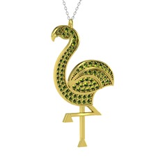 Isla Flamingo Kolye - Peridot 14 ayar altın kolye (40 cm beyaz altın rolo zincir) #sx4079