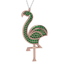 Isla Flamingo Kolye - Yeşil kuvars 925 ayar rose altın kaplama gümüş kolye (40 cm beyaz altın rolo zincir) #vd4ez1