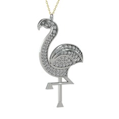 Isla Flamingo Kolye - Beyaz zirkon 925 ayar gümüş kolye (40 cm altın rolo zincir) #vym0ky
