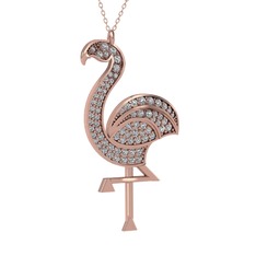Isla Flamingo Kolye - Beyaz zirkon 925 ayar rose altın kaplama gümüş kolye (40 cm rose altın rolo zincir) #wurbo8