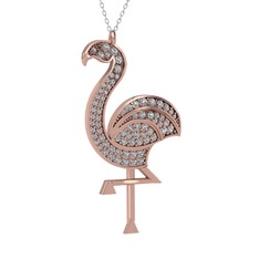 Isla Flamingo Kolye - Beyaz zirkon 925 ayar rose altın kaplama gümüş kolye (40 cm beyaz altın rolo zincir) #yd0wyk