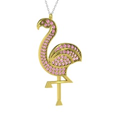 Isla Flamingo Kolye - Pembe kuvars 18 ayar altın kolye (40 cm beyaz altın rolo zincir) #zdvfb1
