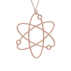 Atom Kolye - 8 ayar rose altın kolye (40 cm rose altın rolo zincir) #u4feru