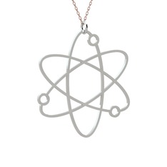 Atom Kolye - 8 ayar beyaz altın kolye (40 cm rose altın rolo zincir) #vzn1gn