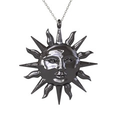 Kyra Güneş Kolye - 925 ayar siyah rodyum kaplama gümüş kolye (40 cm beyaz altın rolo zincir) #1fnyi55