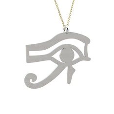 Horus'un Gözü Kolye - 8 ayar beyaz altın kolye (40 cm altın rolo zincir) #1ga4sq2
