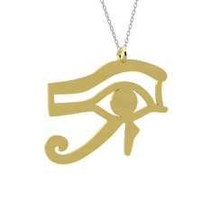Horus'un Gözü Kolye - 14 ayar altın kolye (40 cm beyaz altın rolo zincir) #1ie79fh