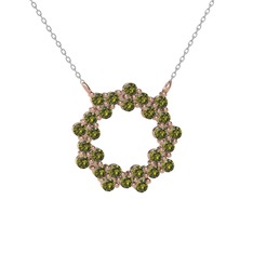 Lily Kolye - Peridot 18 ayar rose altın kolye (40 cm gümüş rolo zincir) #11bh3d9