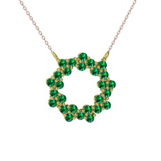Lily Kolye - Yeşil kuvars 14 ayar altın kolye (40 cm rose altın rolo zincir) #13jqcwr