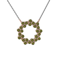 Lily Kolye - Peridot 18 ayar rose altın kolye (40 cm gümüş rolo zincir) #14fu1q6