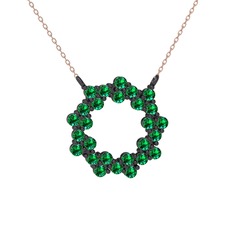 Lily Kolye - Yeşil kuvars 925 ayar siyah rodyum kaplama gümüş kolye (40 cm rose altın rolo zincir) #1c7zil9