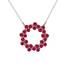 Lily Kolye - Rodolit garnet 18 ayar rose altın kolye (40 cm beyaz altın rolo zincir) #1e66i3a