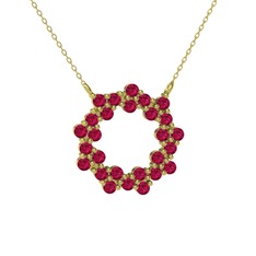 Lily Kolye - Rodolit garnet 18 ayar altın kolye (40 cm altın rolo zincir) #1inx82y