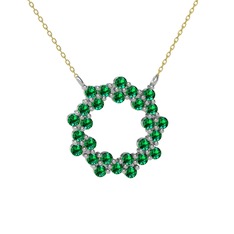 Lily Kolye - Yeşil kuvars 925 ayar gümüş kolye (40 cm altın rolo zincir) #1ldsrsn