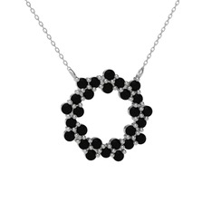 Lily Kolye - Siyah zirkon 8 ayar beyaz altın kolye (40 cm beyaz altın rolo zincir) #1px6ty1