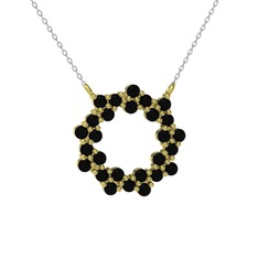 Lily Kolye - Siyah zirkon 14 ayar altın kolye (40 cm beyaz altın rolo zincir) #81xlf6