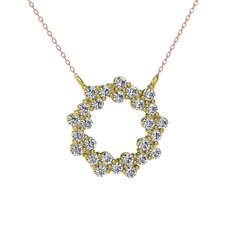 Lily Kolye - Beyaz zirkon 8 ayar altın kolye (40 cm rose altın rolo zincir) #fr550d