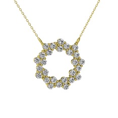 Lily Kolye - Beyaz zirkon 18 ayar altın kolye (40 cm gümüş rolo zincir) #hdfezg