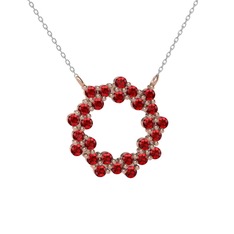 Garnet 14 ayar rose altın kolye (40 cm beyaz altın rolo zincir)