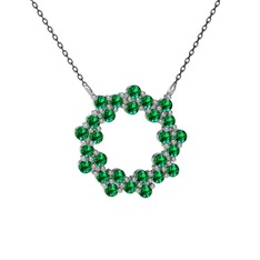 Lily Kolye - Yeşil kuvars 8 ayar beyaz altın kolye (40 cm gümüş rolo zincir) #v3kwj3