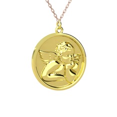 Anj Melek Kolye - 8 ayar altın kolye (40 cm rose altın rolo zincir) #11zh8j7