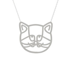 Gadu Kedi Kolye - 8 ayar beyaz altın kolye (40 cm beyaz altın rolo zincir) #13uf8p5