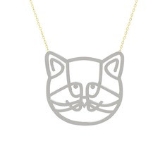 Gadu Kedi Kolye - 8 ayar beyaz altın kolye (40 cm altın rolo zincir) #6zknd3