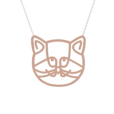 Gadu Kedi Kolye - 8 ayar rose altın kolye (40 cm beyaz altın rolo zincir) #7aec2a