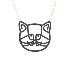 Gadu Kedi Kolye - 925 ayar siyah rodyum kaplama gümüş kolye (40 cm altın rolo zincir) #mmukwl