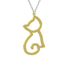 Boncuk Kedi Kolye - 8 ayar altın kolye (40 cm beyaz altın rolo zincir) #x5s8ts