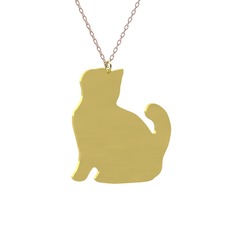 Köpük Kedi Kolye - 8 ayar altın kolye (40 cm rose altın rolo zincir) #1sml54w