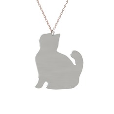 Köpük Kedi Kolye - 8 ayar beyaz altın kolye (40 cm gümüş rolo zincir) #vduow