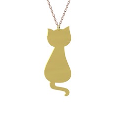 Tarçın Kedi Kolye - 8 ayar altın kolye (40 cm rose altın rolo zincir) #13bkez3